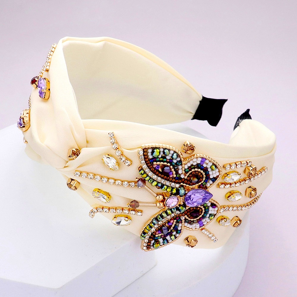 Multi Stone Embellished Butterfly Twisted Headband